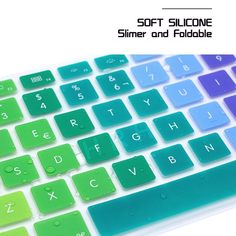 HRH Spanish Silicone Keyboard Cover Skin for MacBook Air 13,for MacBook Pro 13/15/17 (with or w/Out Retina Display, 2015 or Older Version),for iMac Older EU Layout Keyboard Protector-Rainbow - Image 5